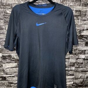 Nike Pro Fitted Dri-FIT Navy and Royal Blue Tee